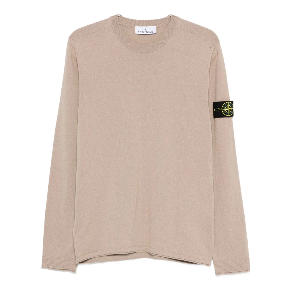 Stone Island Men's Beige Ribbed Crew Neck Jumper - Round-Neck Knitwear - Xl - Knitwear