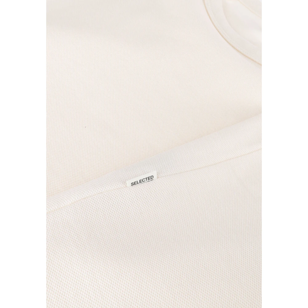 Selected Homme Beige Pique O-neck Tee Beige Heren