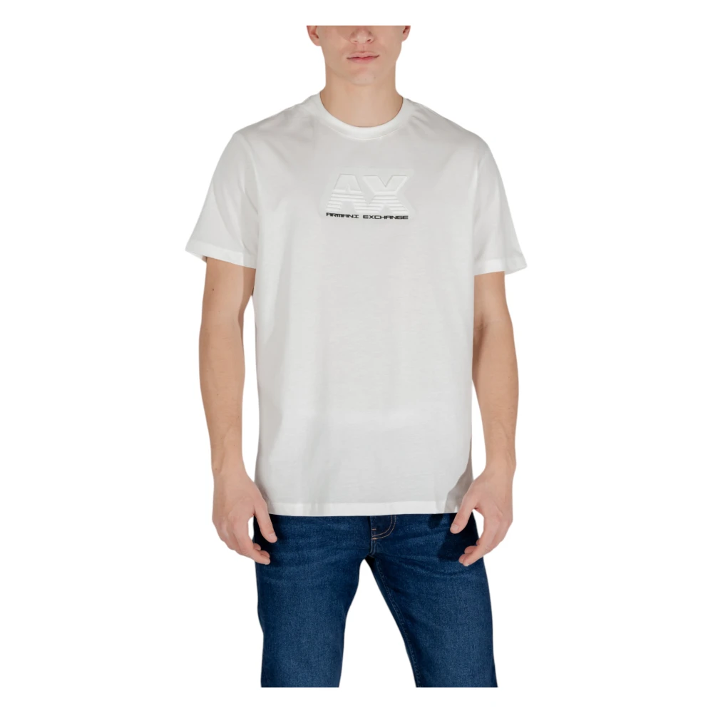 Armani Exchange Beige Korte Mouw T-shirt van Katoen White Heren