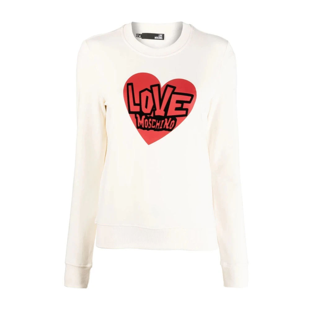 Love Moschino Casual Wit Sweatshirt Modal Katoen Elastaan Beige Dames