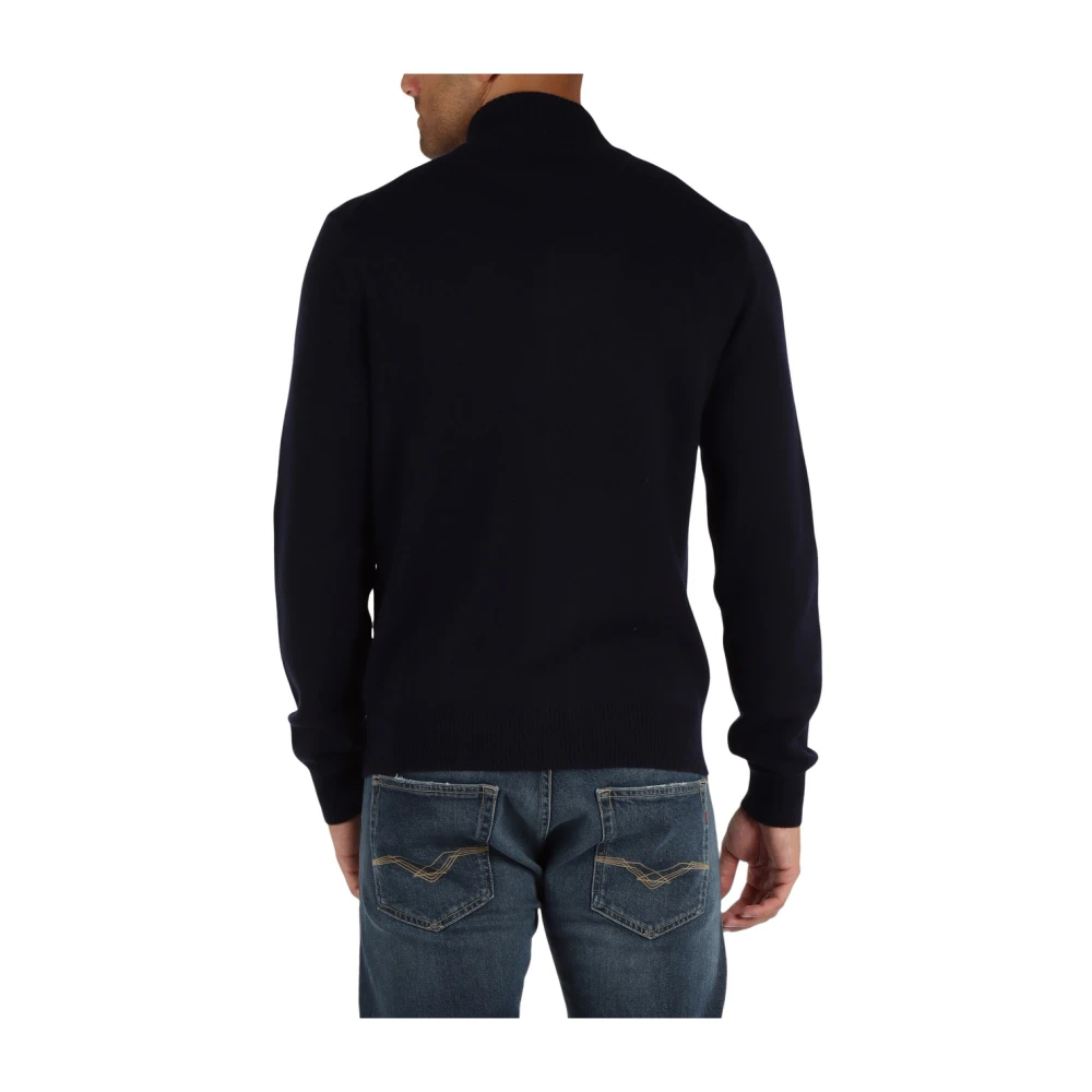 Sun68 Merino Cashmere Zip Cardigan Blue Heren