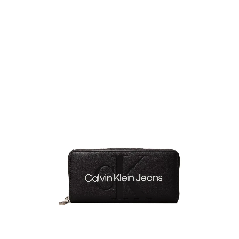 Calvin Klein Portemonnee met reliëflogo van PU-leer Black Dames