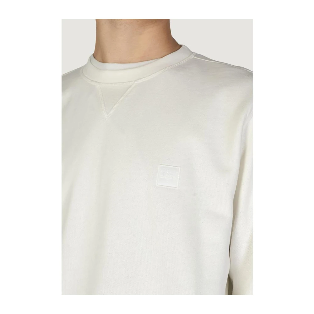 Hugo Boss Klassieke katoenen trui voor mannen White Heren