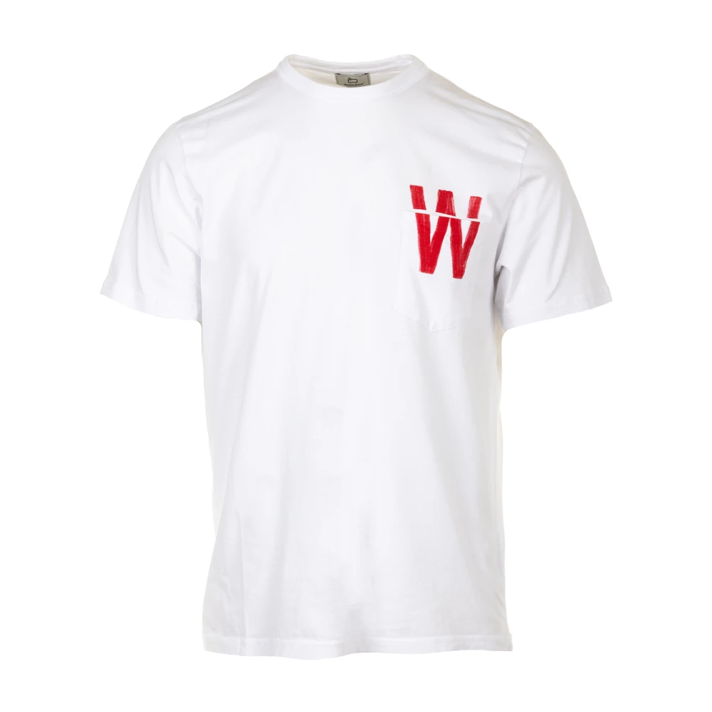Woolrich Geborduurd Logo T-shirt Wit White Heren