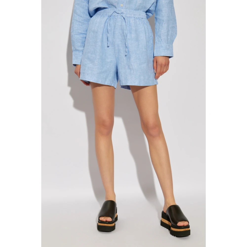Samsøe Linnen shorts `Maren` Blue Dames