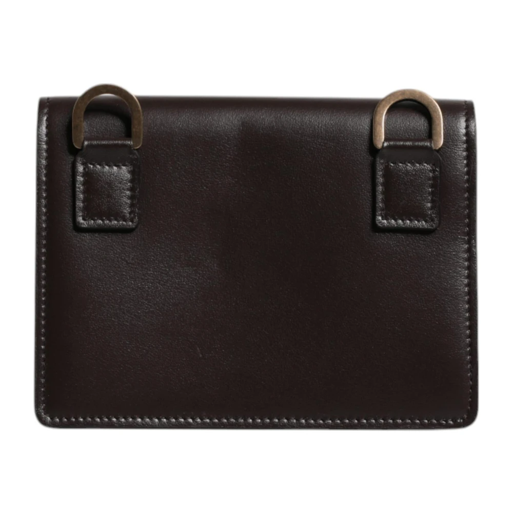 Dolce & Gabbana Bruin Leren Bifold Kaarthouder met Band Brown Dames
