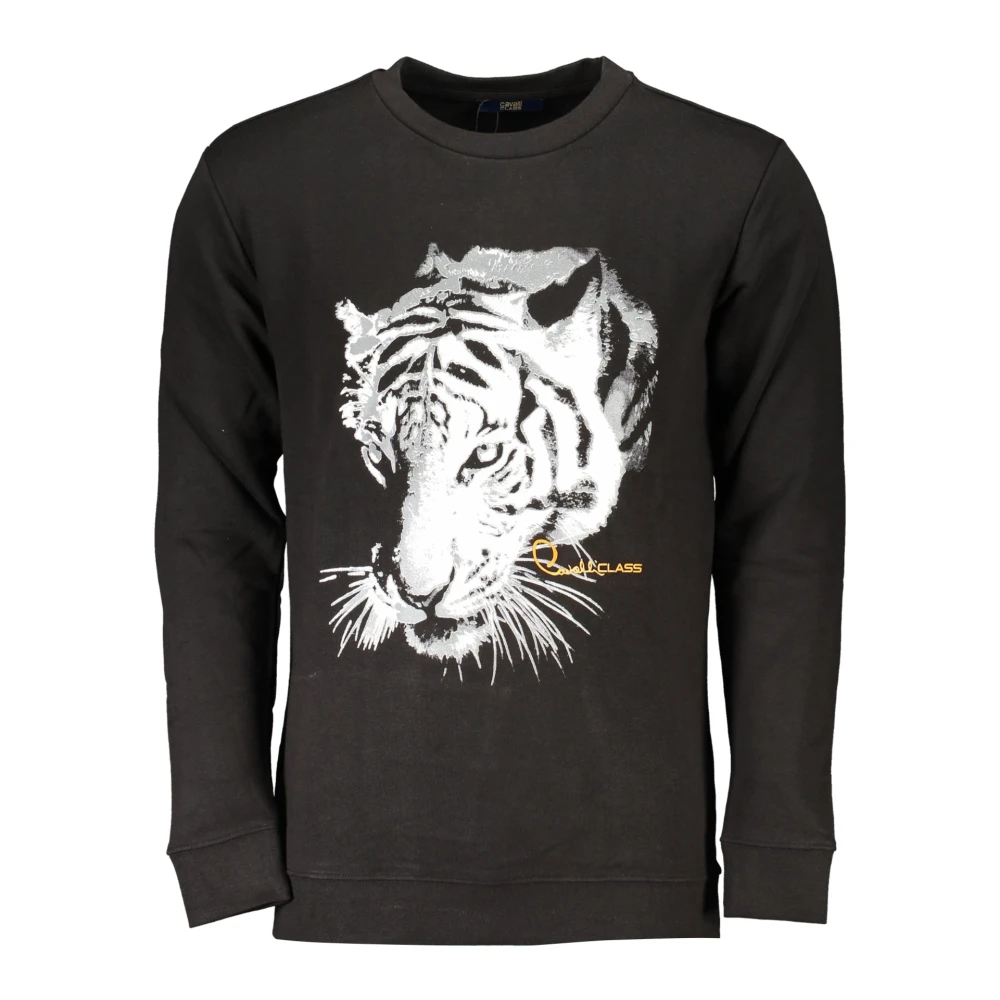Cavalli Class Zwarte Katoenen Sweatshirt Ronde Hals Logo Black Heren