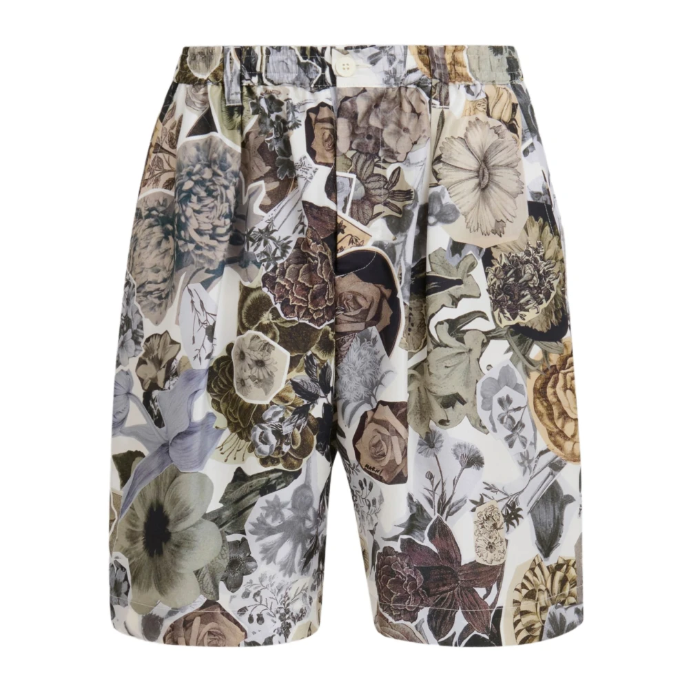 Marni Habotai zijden trekkoord shorts met nachtelijke print Multicolor Heren