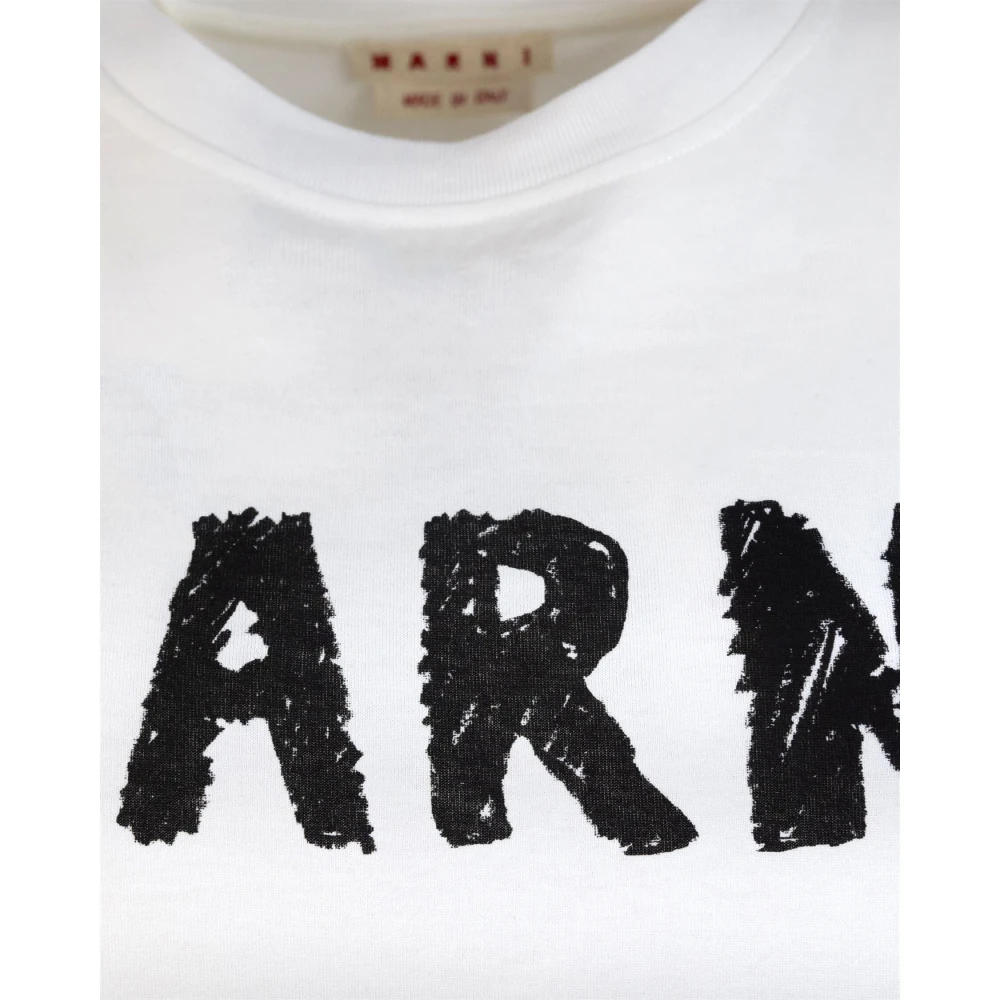 Marni Witte T-shirt met voorlogo print White Dames