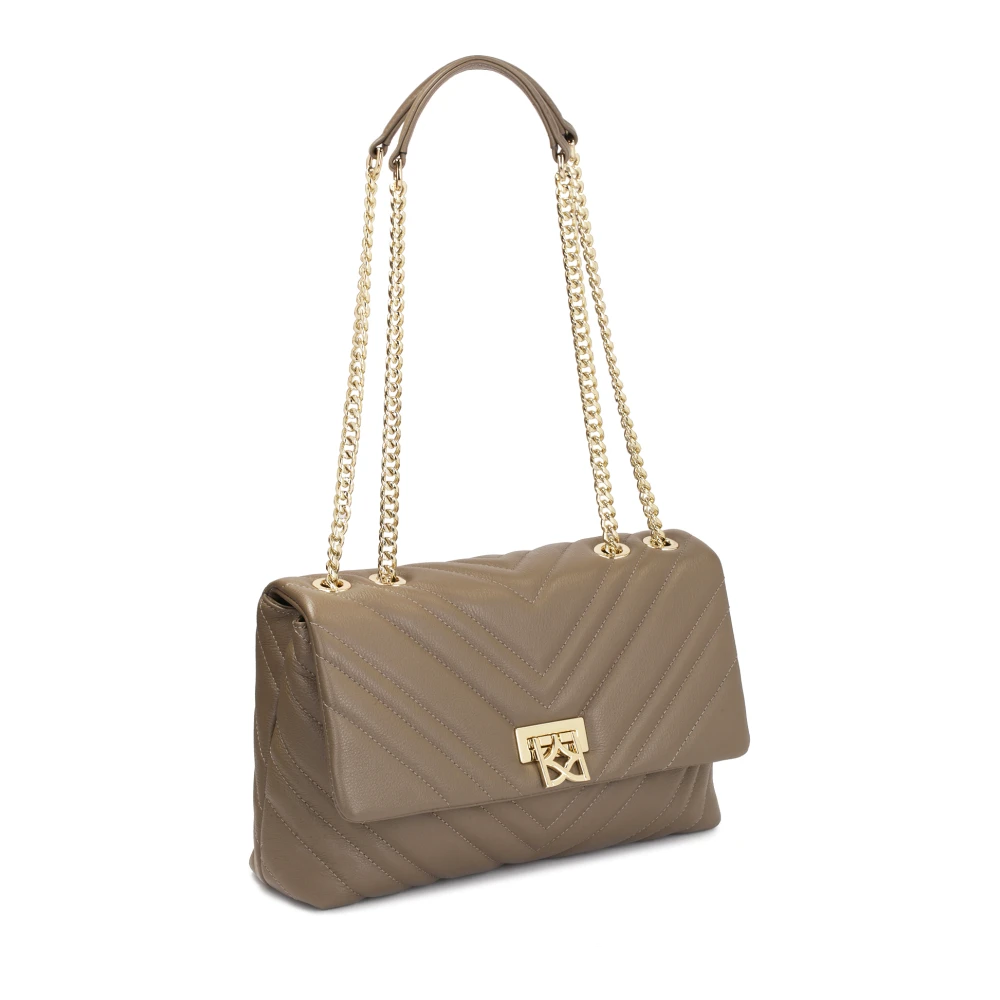 Kazar Leren gewatteerde kettinghandtas Beige Dames