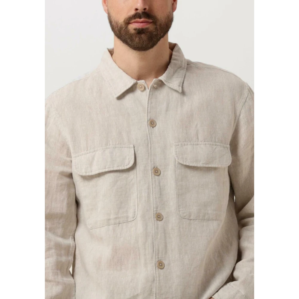 Selected Homme Linnen Overhemd Casual Beige Look Beige Heren