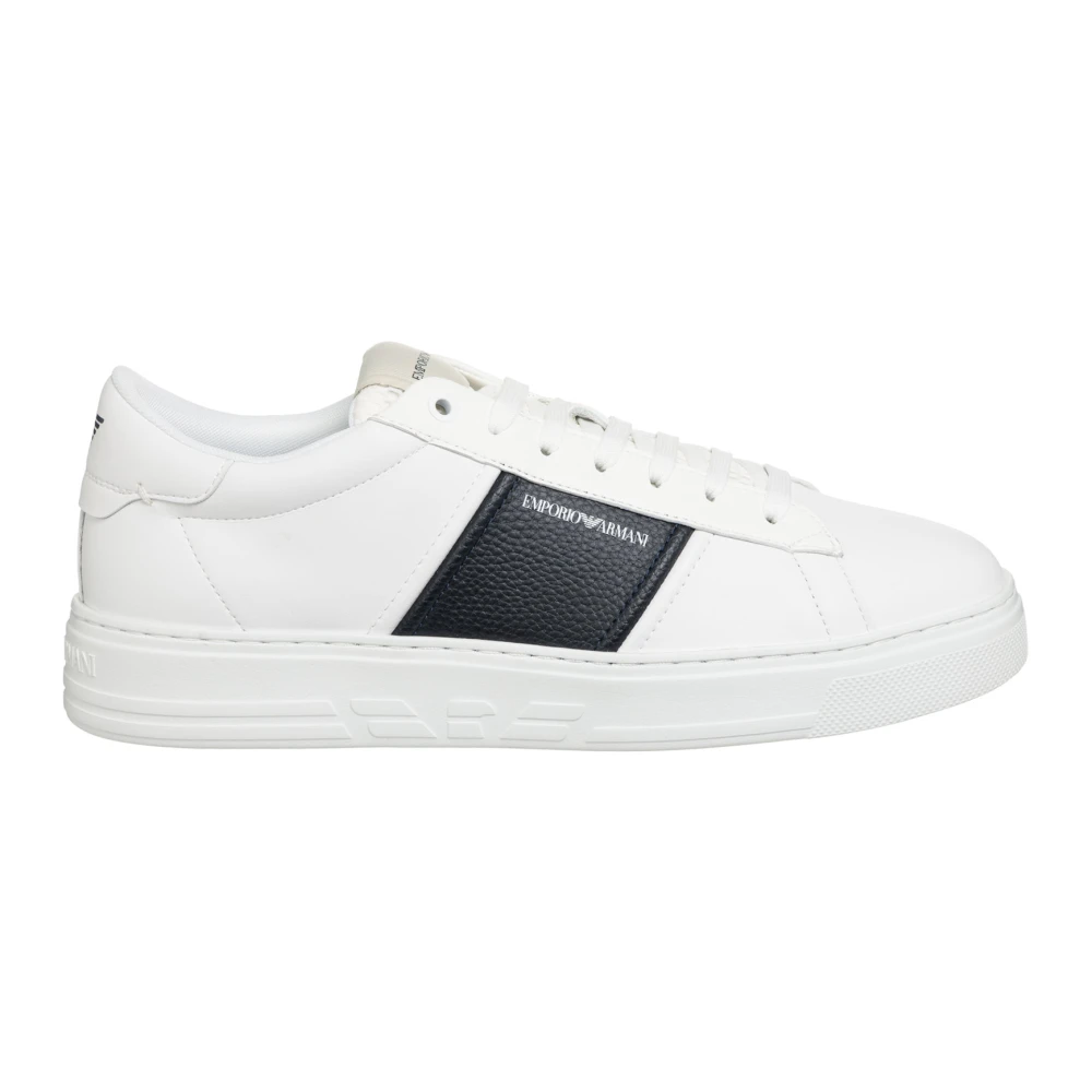 Emporio Armani Läder Snörning Sneakers White, Herr