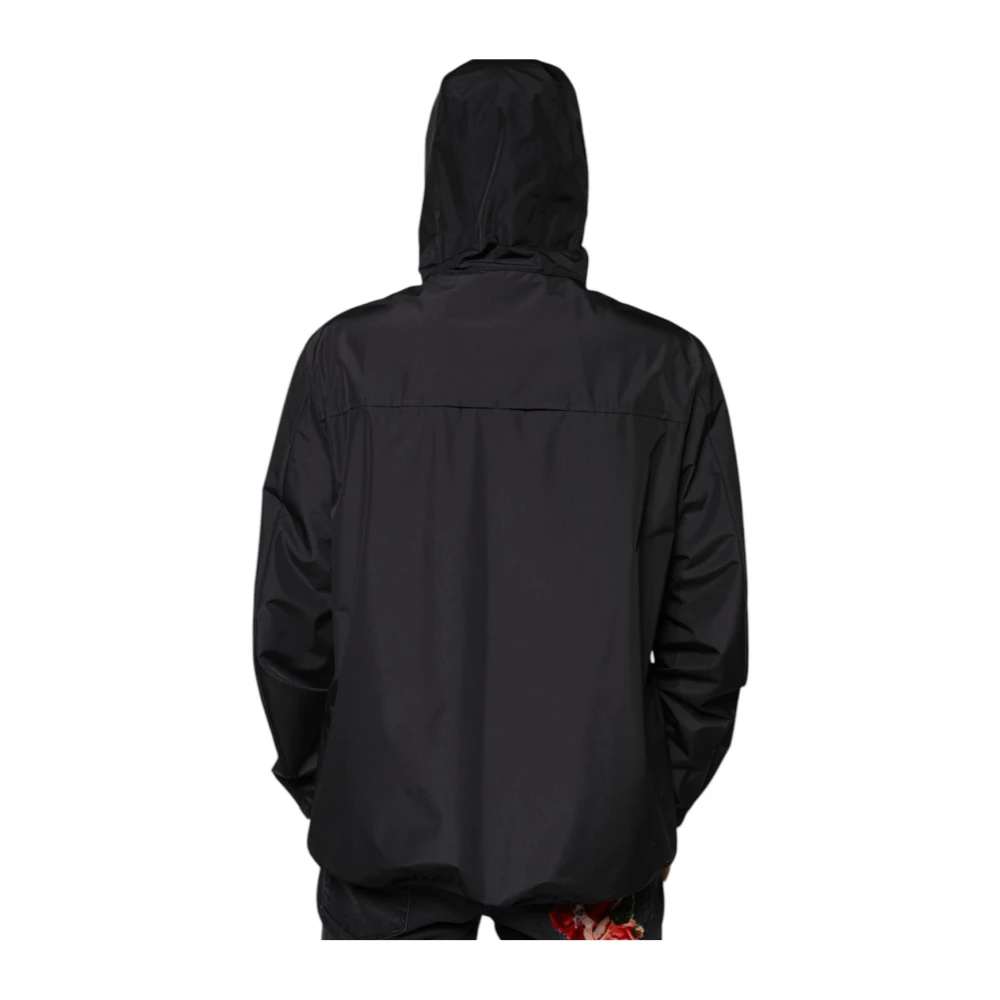 Dolce & Gabbana Zwarte Hooded Track Jacket Black Heren