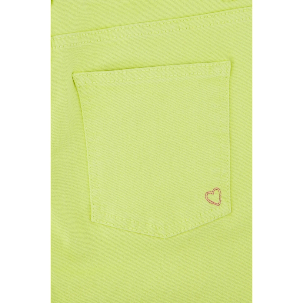 Fabienne Chapot Wijde Pijp Denim Broek met Hart Borduursel Green Dames