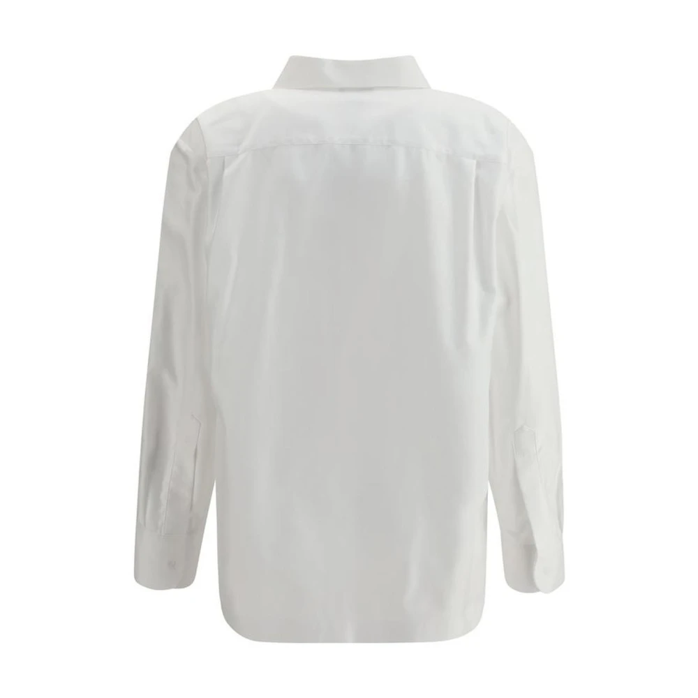 Giorgio Armani Asymmetrische V-hals shirt met klassieke kraag White Dames