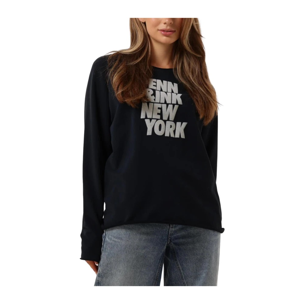 Penn&Ink N.Y 513 Sweater Print voor een stijlvolle look Blue Dames