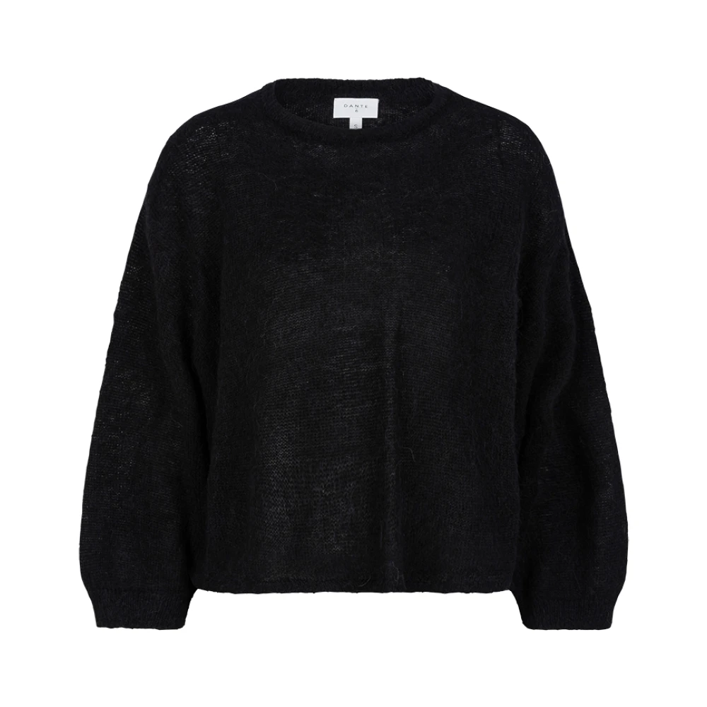 Dante 6 Zwarte Alpaca Pullover met Rugopening Black Dames