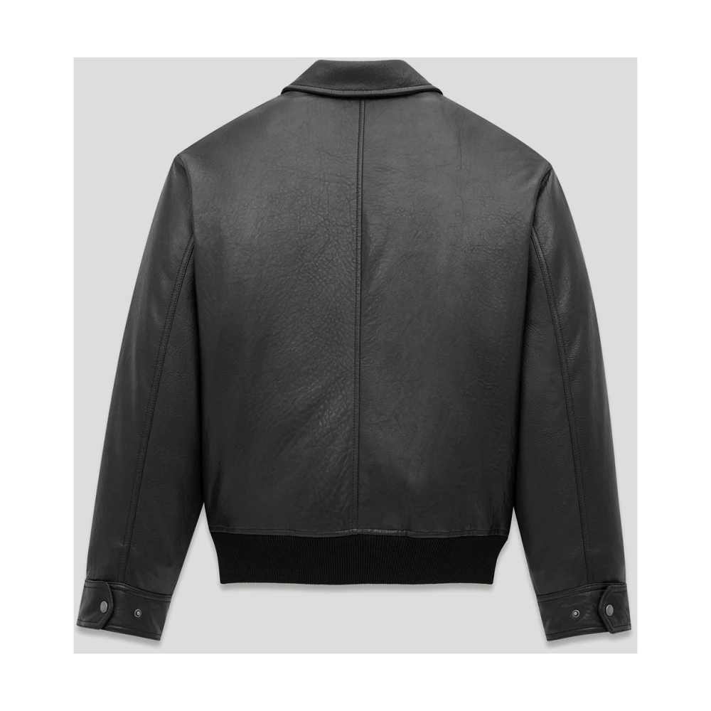 Saint Laurent Klassieke Leren Bomberjas Black Heren