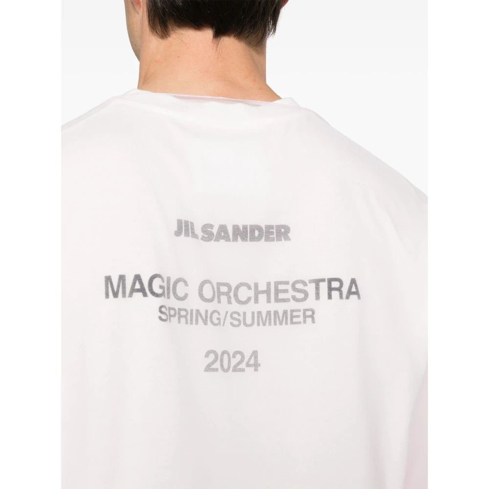 Jil Sander Gelaagd katoenen T-shirt met Chinese pannenkoek effect White Heren