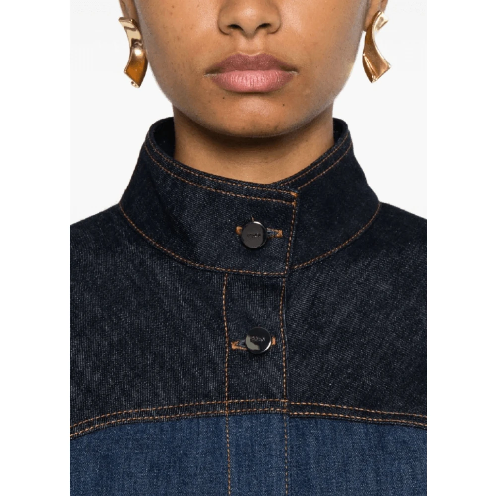Fendi Twee-Tone Denim Jack Blue Dames