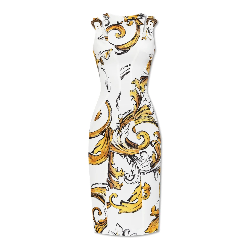 Versace Jeans Couture Jurk met Outline Barocco print White Dames