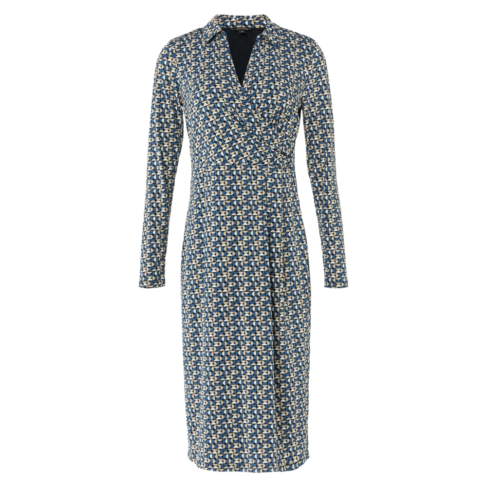 comma Wikkelstijl Midi Jurk Blue Dames
