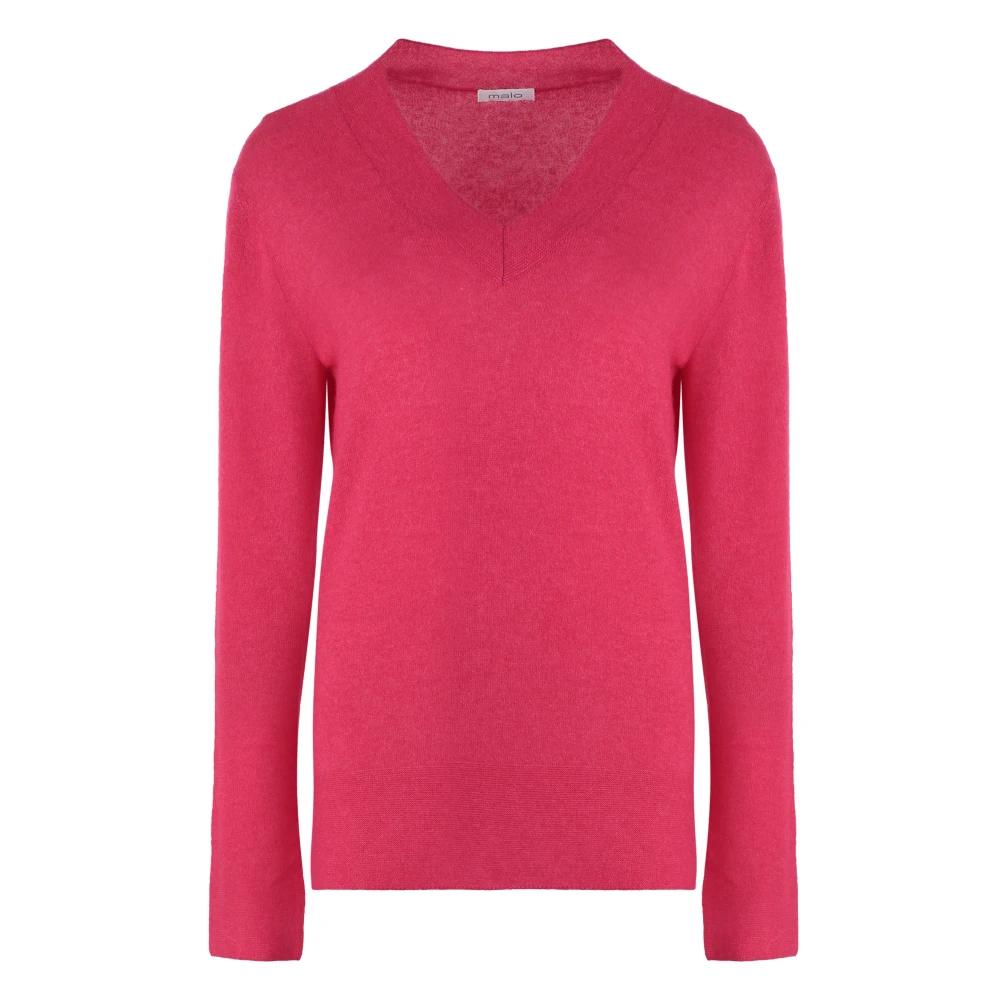 Malo Geribbelde Cashmere Blend Pullover Pink Dames