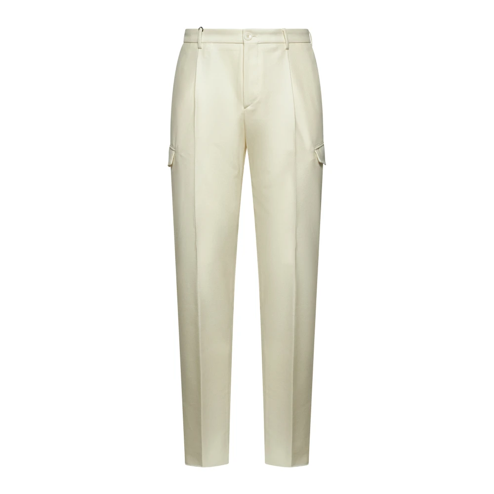 Tagliatore Ivoor Wollen Broek met Plooi Beige Heren