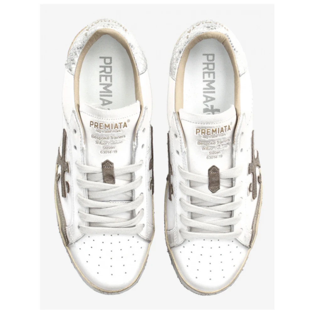 Premiata Leren lage sneakers met vintage look White Dames