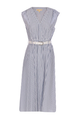 blue-v-neck-dress-with-belt