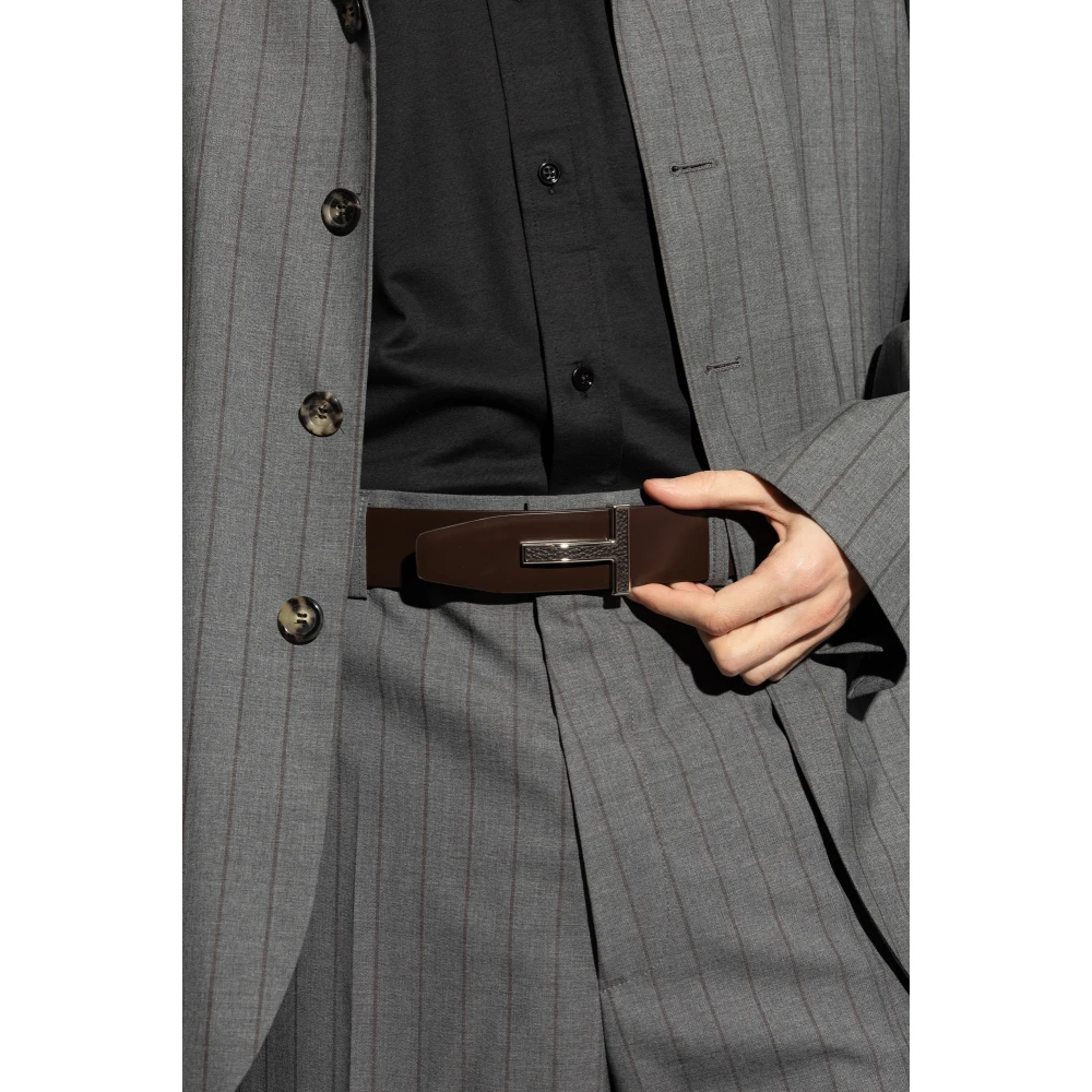 Tom Ford Leren riem Brown Heren