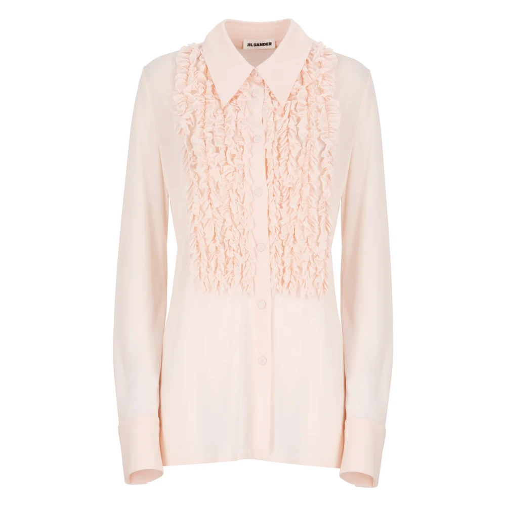 Jil Sander Roze Viscose Shirt met Franjes Pink Dames