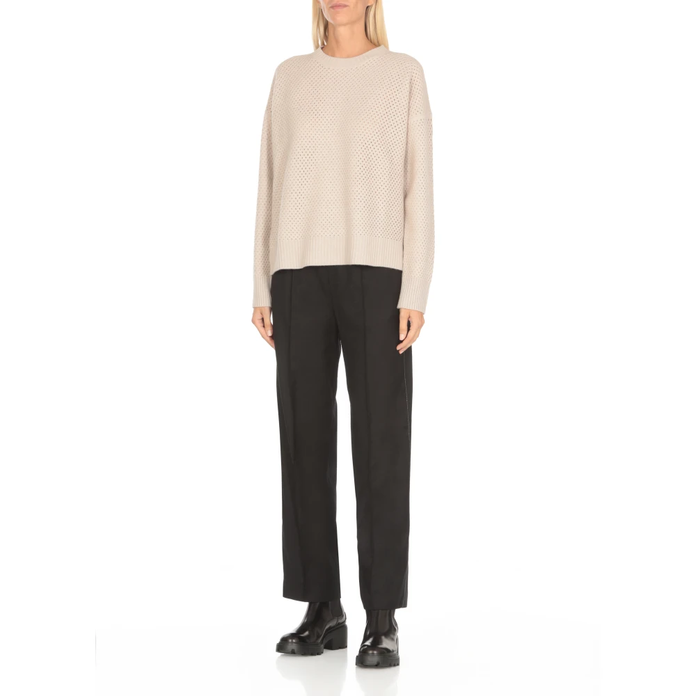 Fabiana Filippi Beige Wol Zijde Crewneck Sweater Beige Dames