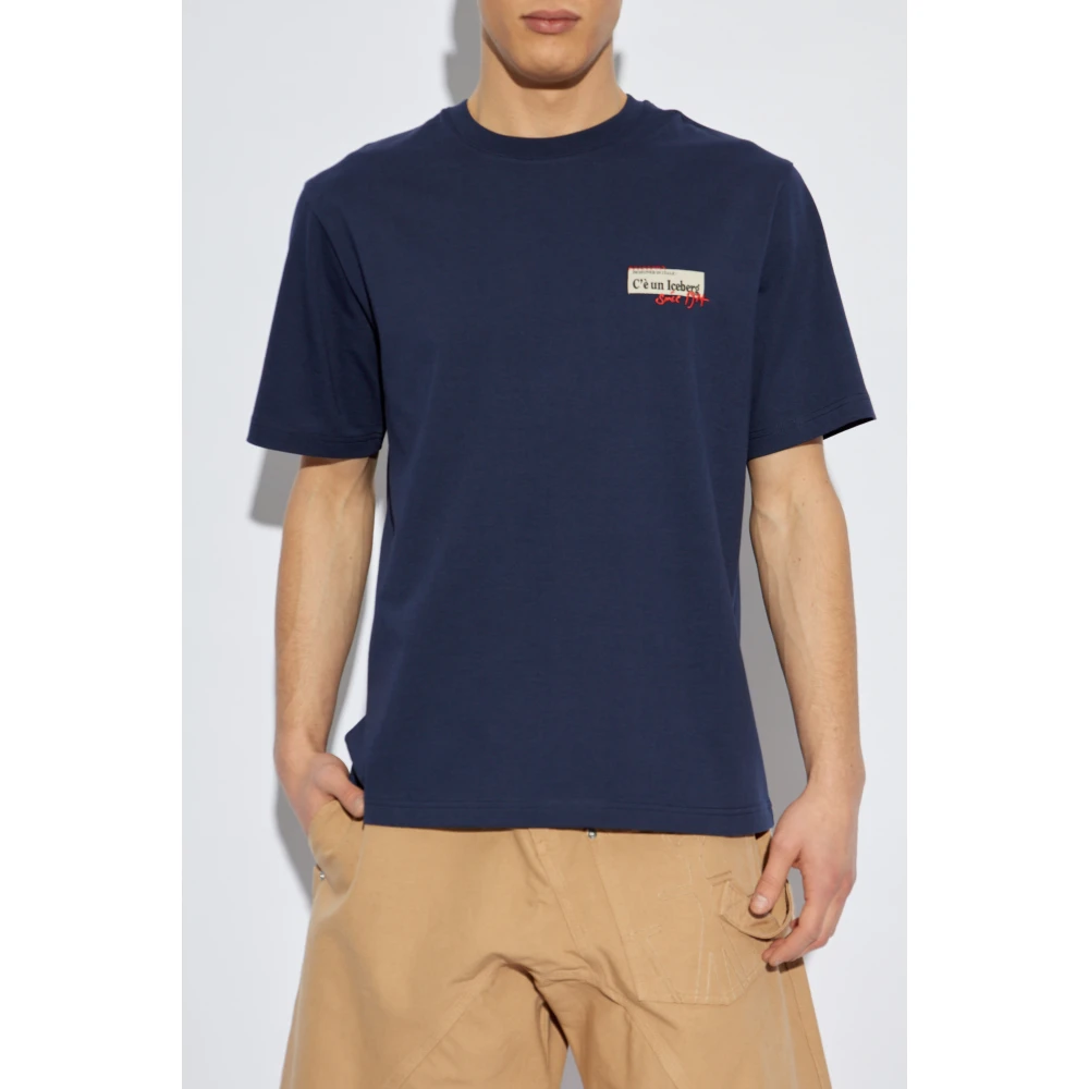Iceberg T-shirt met patches en print Blue Heren