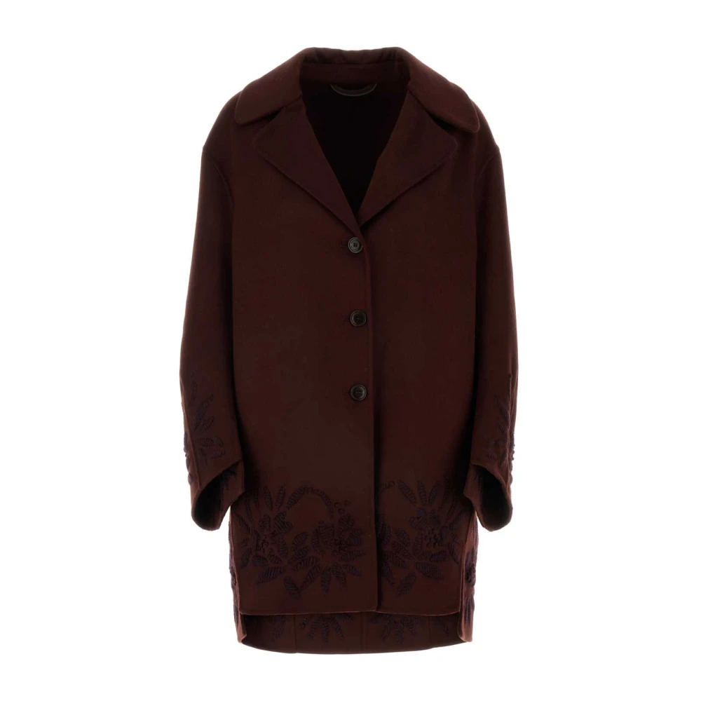 Ermanno Scervino Bourgondische Wollen Jas Stijlvol en Warm Brown Dames