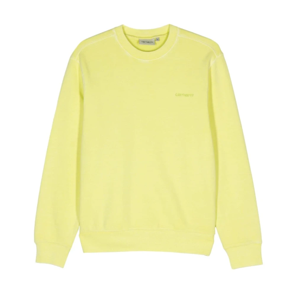 Carhartt Wip Script Sweatshirt Tung Bomull Jersey Yellow, Herr