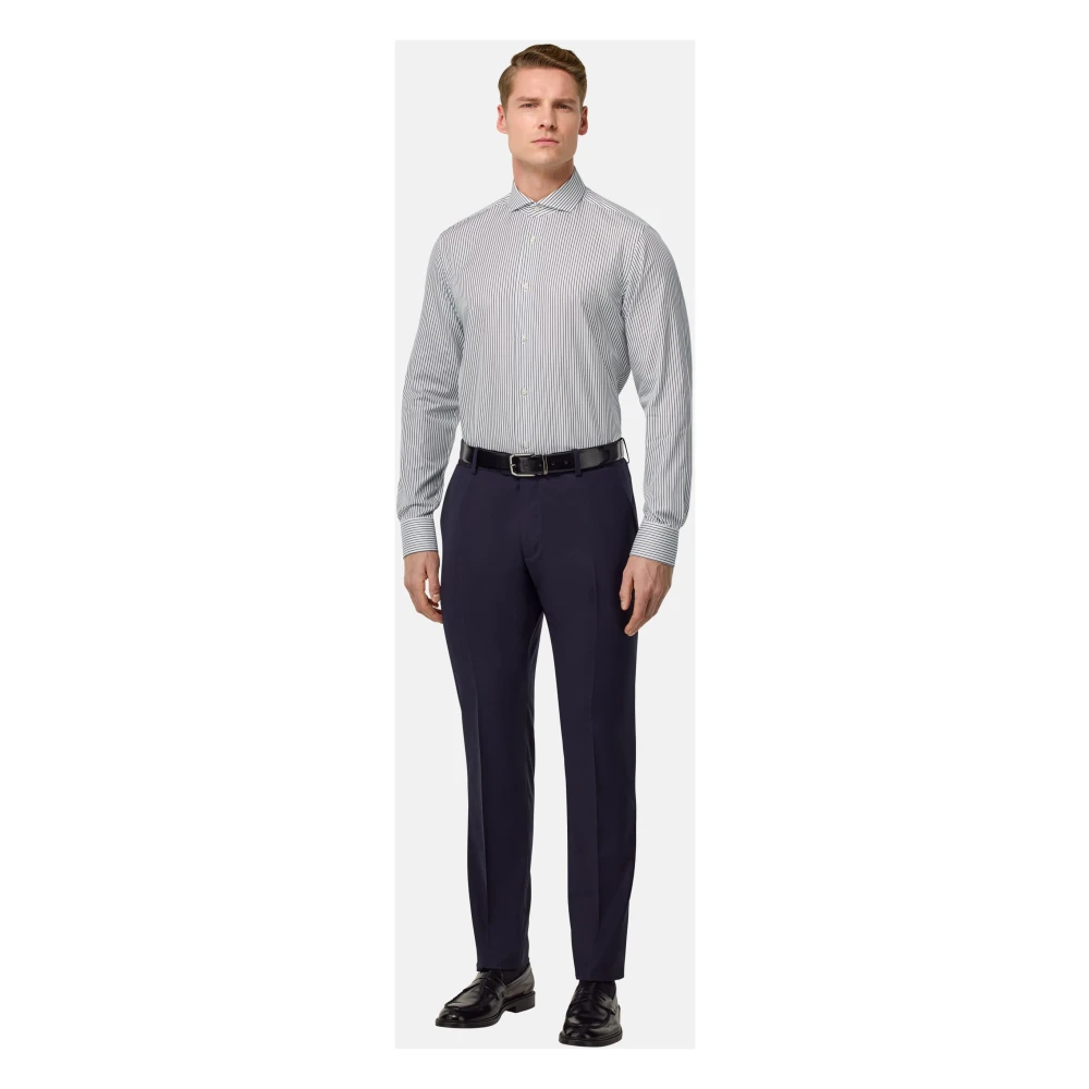 Boggi Milano Slim Fit Poplin Overhemd Blue Heren