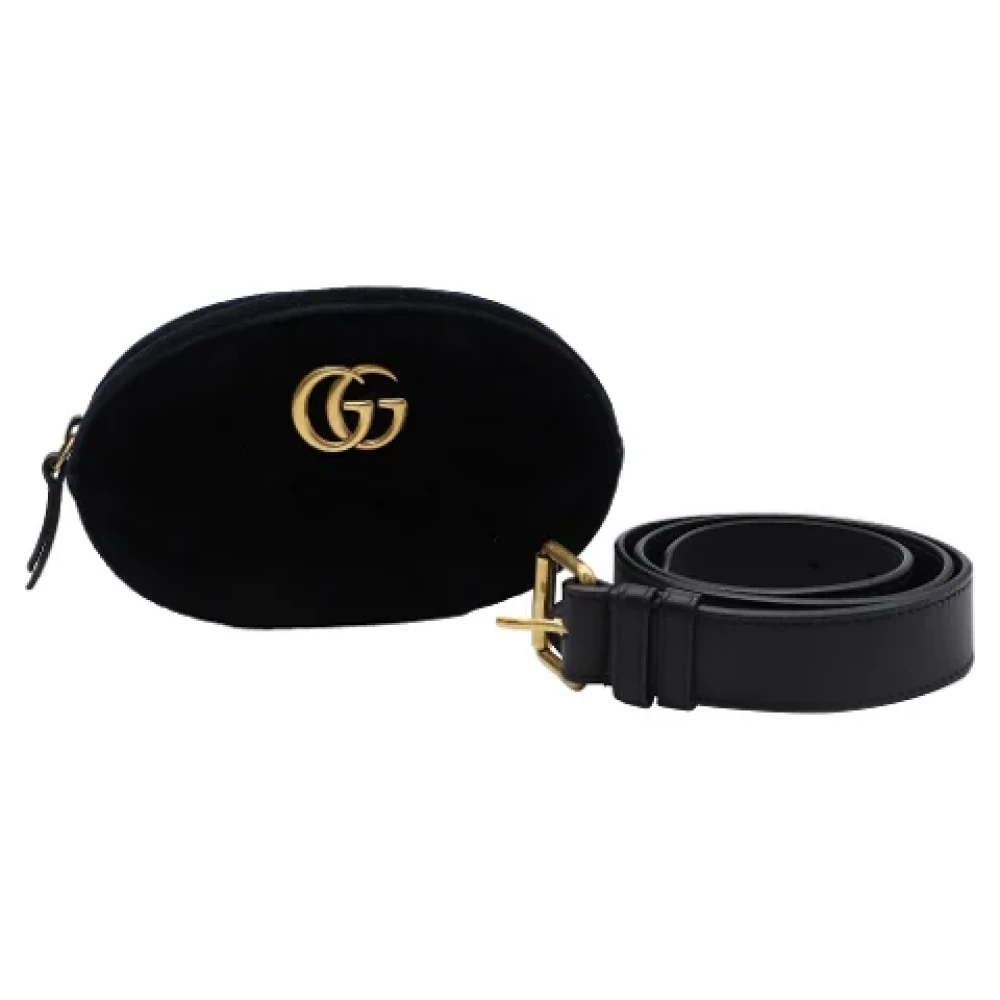 Gucci Vintage Pre-owned Velvet crossbody-bags Black Dames
