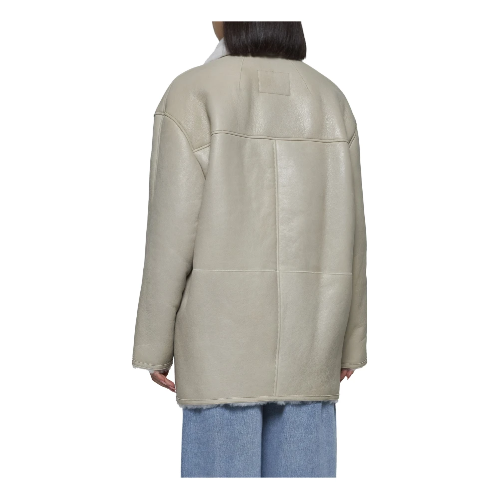 Isabel marant Omkeerbare Shearling Jas met Shawl Revers White Dames