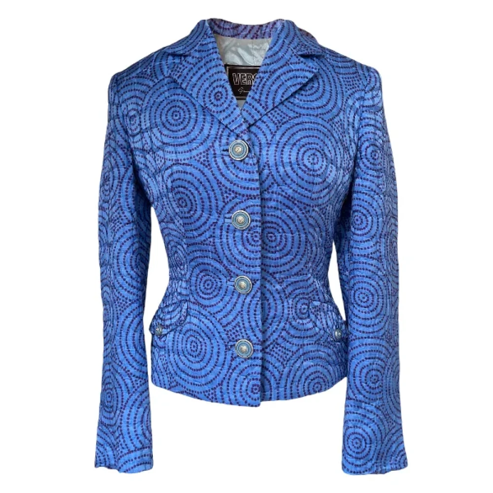 Versace Pre-owned Wool outerwear Blue Dames