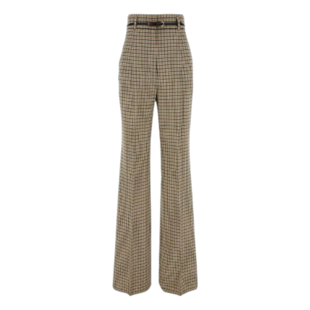 Max Mara Hoge taille geruite broek met riem Beige Dames