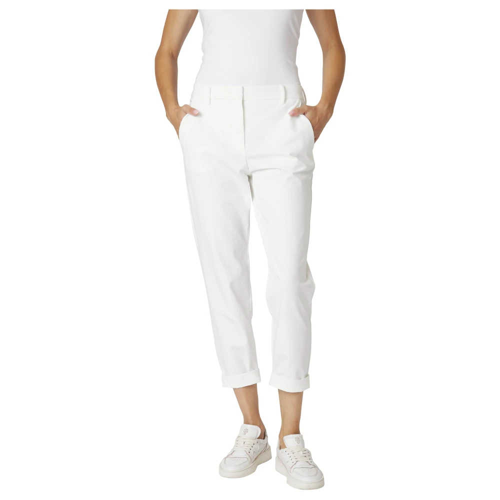 Eleventy Slim katoen nylon broek New York White Dames
