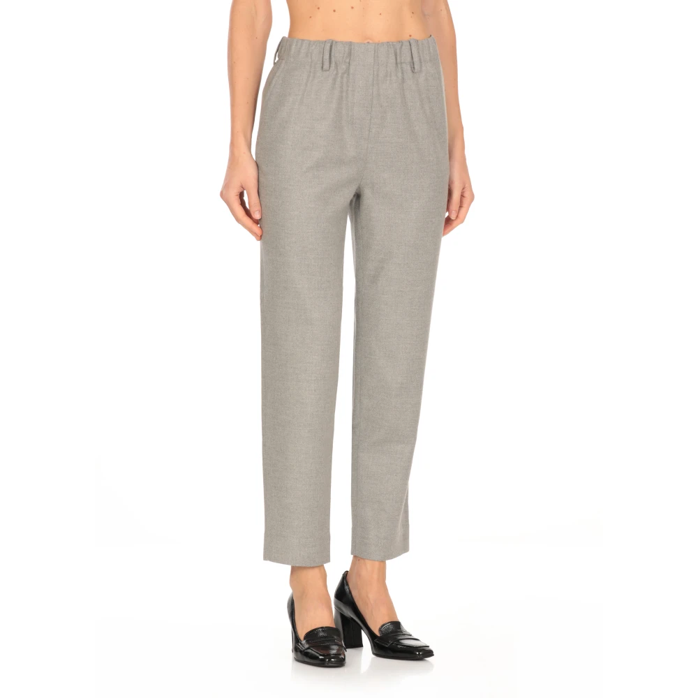 Antonelli Firenze Grijze Wol Elastische Taille Broek Gray Dames