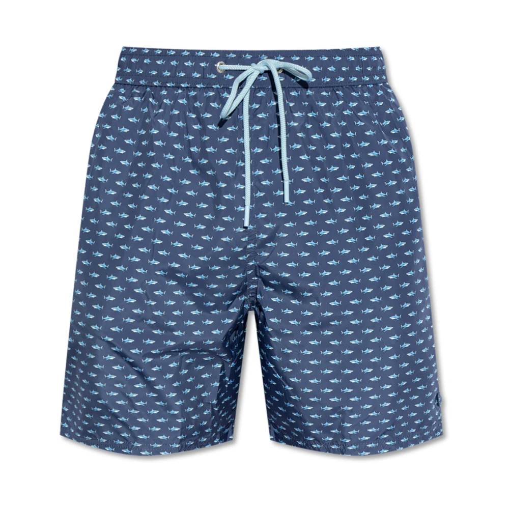 Paul & Shark Men's Blue Beachwear, Xl, Swim Shorts With Shark Print