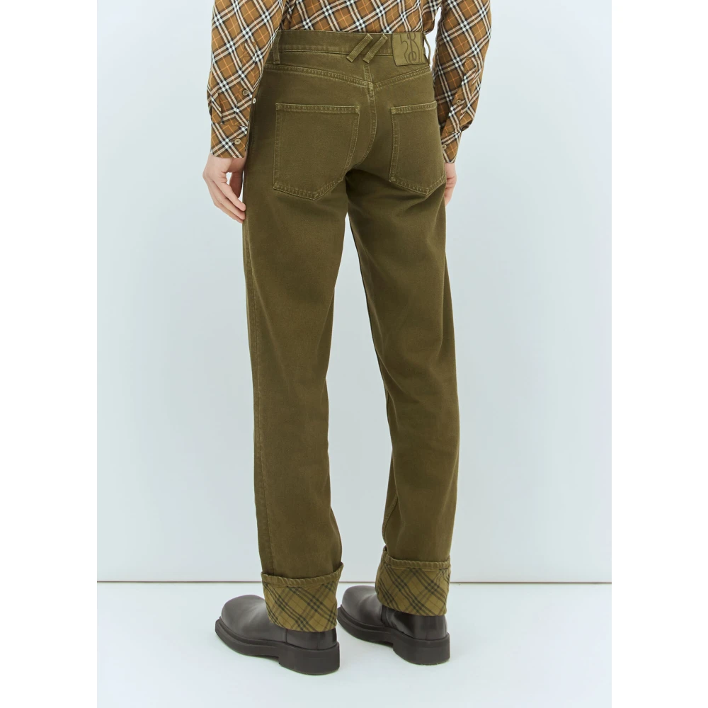 Burberry Geruite Twill Broek met Manchetten Brown Heren