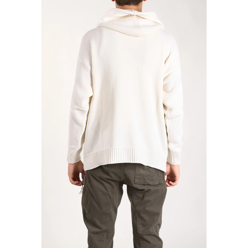 C.P. Company Wollen Boxy Hoodie met Kangoeroezak White Heren