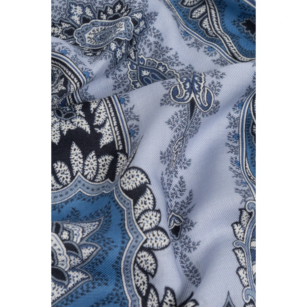 ETRO Kasjmier sjaal met decoratief patroon Blue Heren