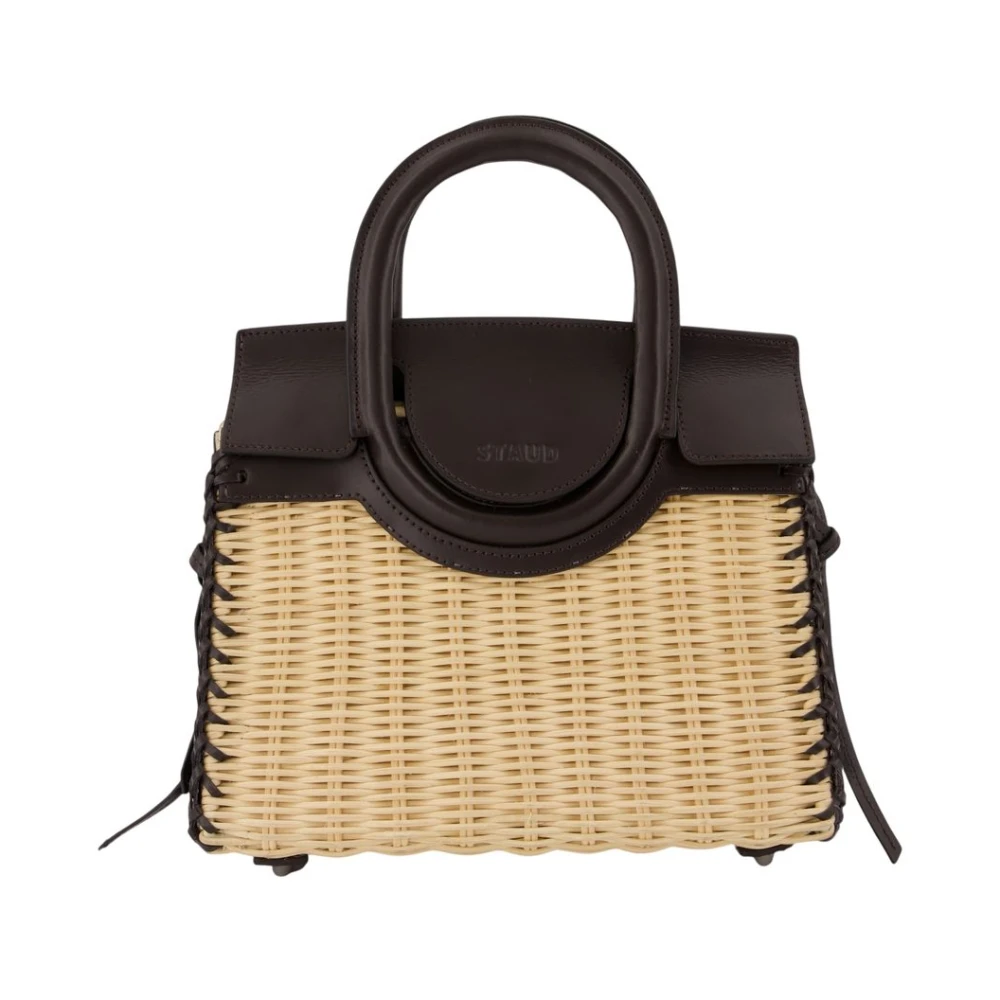 Staud Beige Handbags, Female, One Size, Maude Mini Wicker Carryall Bag