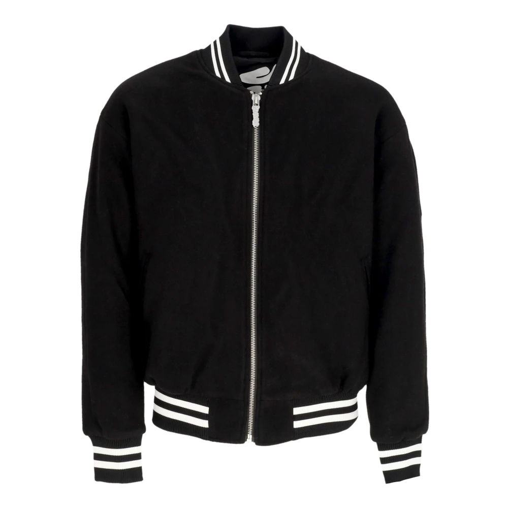 Disclaimer Gewatteerde Zwarte Bomberjack met Geribbelde Afwerking Black Heren