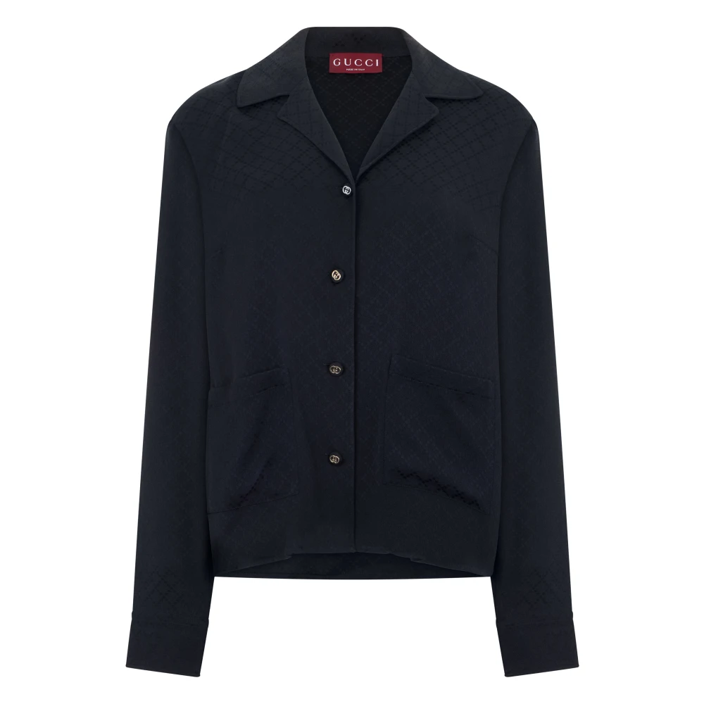 Gucci Women's Blue Shirt In Silk Blend Jacquard